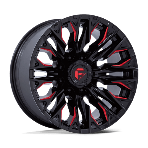 Fuel 1Pc D823 Flame 20X9 +1 Gloss Black Mill W/ Candy Red