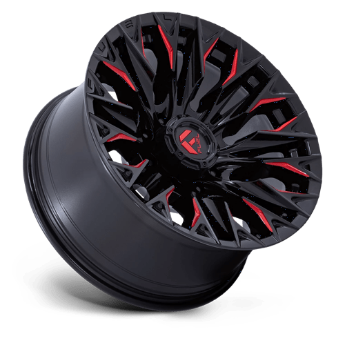 Fuel 1Pc D823 Flame 20X9 +1 Gloss Black Mill W/ Candy Red