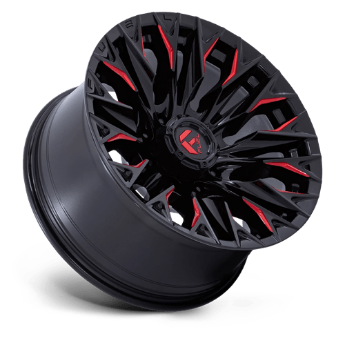 Fuel 1Pc D823 Flame 20X9 +20 Gloss Black Mill W/ Candy Red