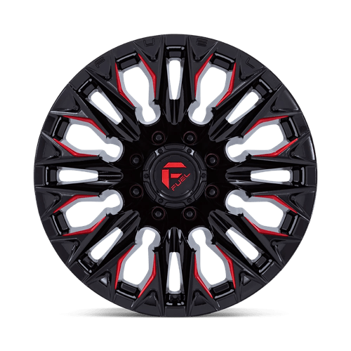 Fuel 1Pc D823 Flame 20X9 +1 Gloss Black Mill W/ Candy Red