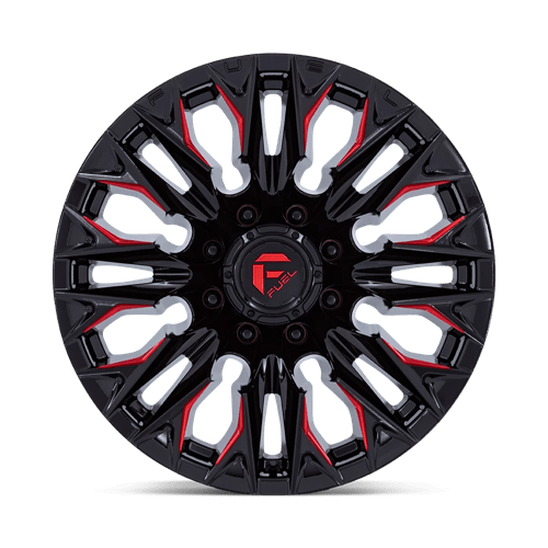 Fuel 1Pc D823 Flame 20X9 +20 Gloss Black Mill W/ Candy Red
