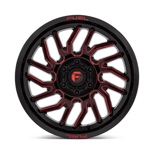 Fuel 1Pc D808 Hurricane 20X9 +1 Gloss Black Milled Red Tint