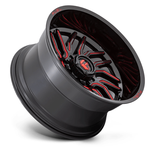 Fuel 1Pc D808 Hurricane 20X9 +20 Gloss Black Milled Red Tint