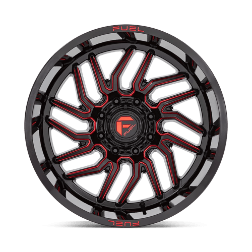 Fuel 1Pc D808 Hurricane 20X9 +20 Gloss Black Milled Red Tint