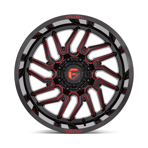 Fuel 1Pc D808 Hurricane 20X9 +1 Gloss Black Milled Red Tint