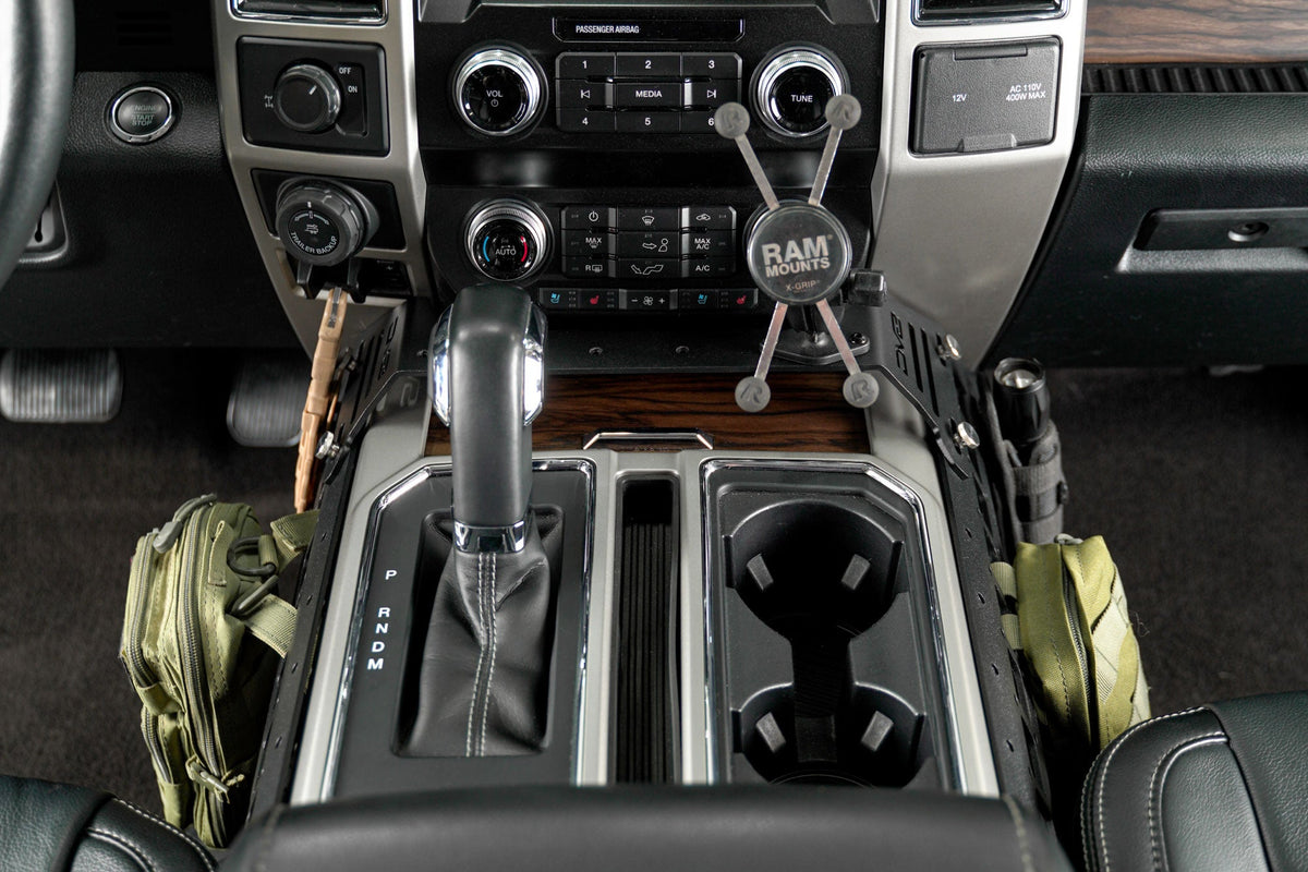 2015-2020 Ford F-150 & 2017-2021 F-250/350 Center Console Molle Panels & Device Mount
