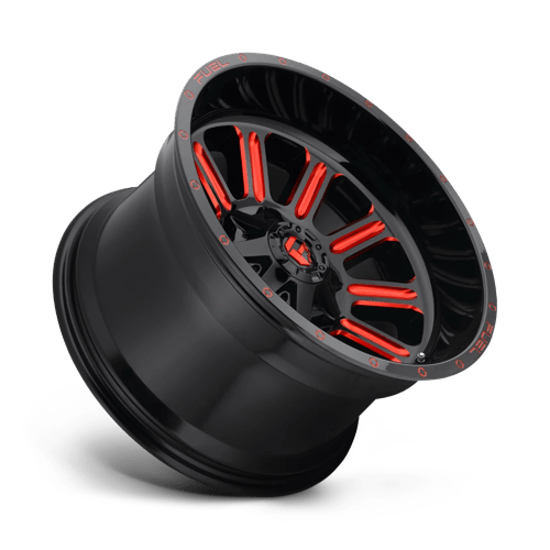 Fuel 1Pc D621 Hardline 20X9 +1 Gloss Black Red Tinted Clear