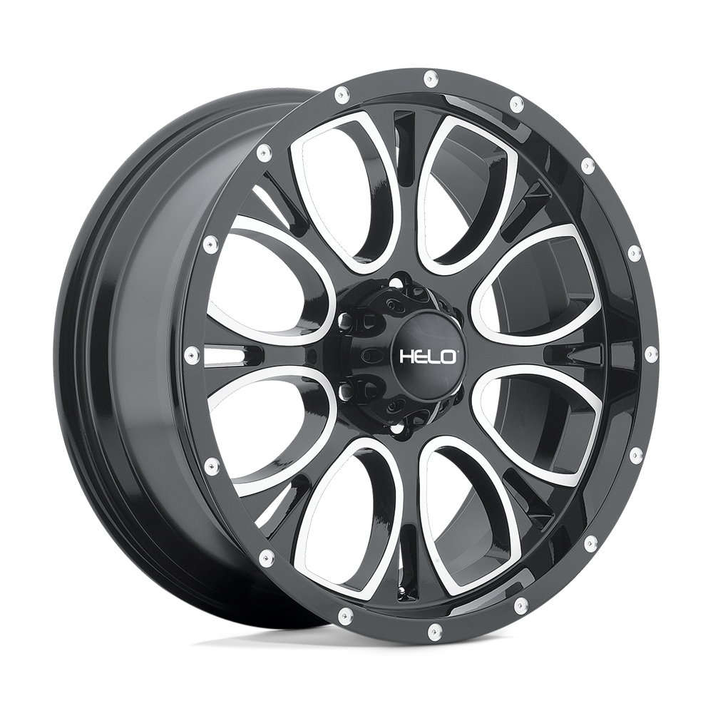 Helo He879 20X9 +18 Gloss Black Machined & Milled
