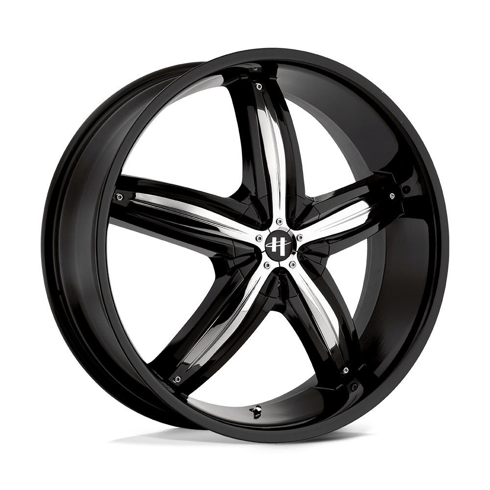 Helo He844 22X8.5 +45 Gloss  Black W/ Chrome Accents