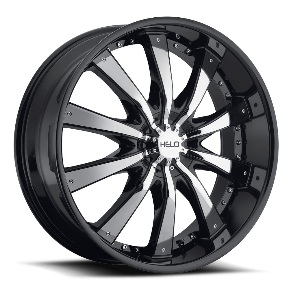 Helo He875 20X8.5 +38 Gloss  Black W/ Chrome Accents
