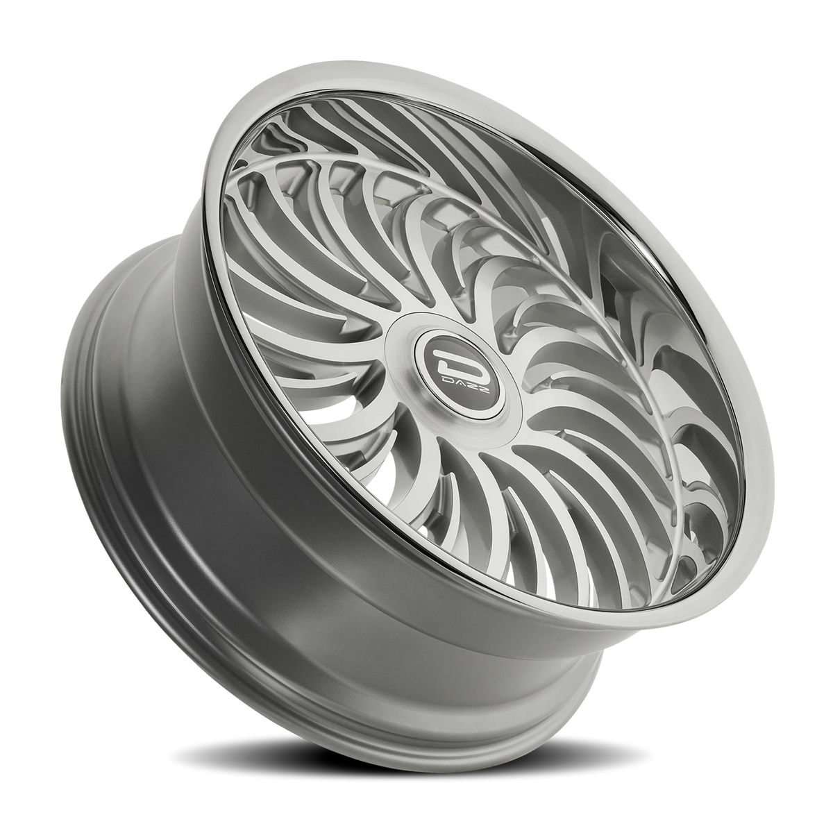 Dazz Heat 24X10 +0 Gloss Silver W/ Brushed / Chrome Stainless Steel Lip