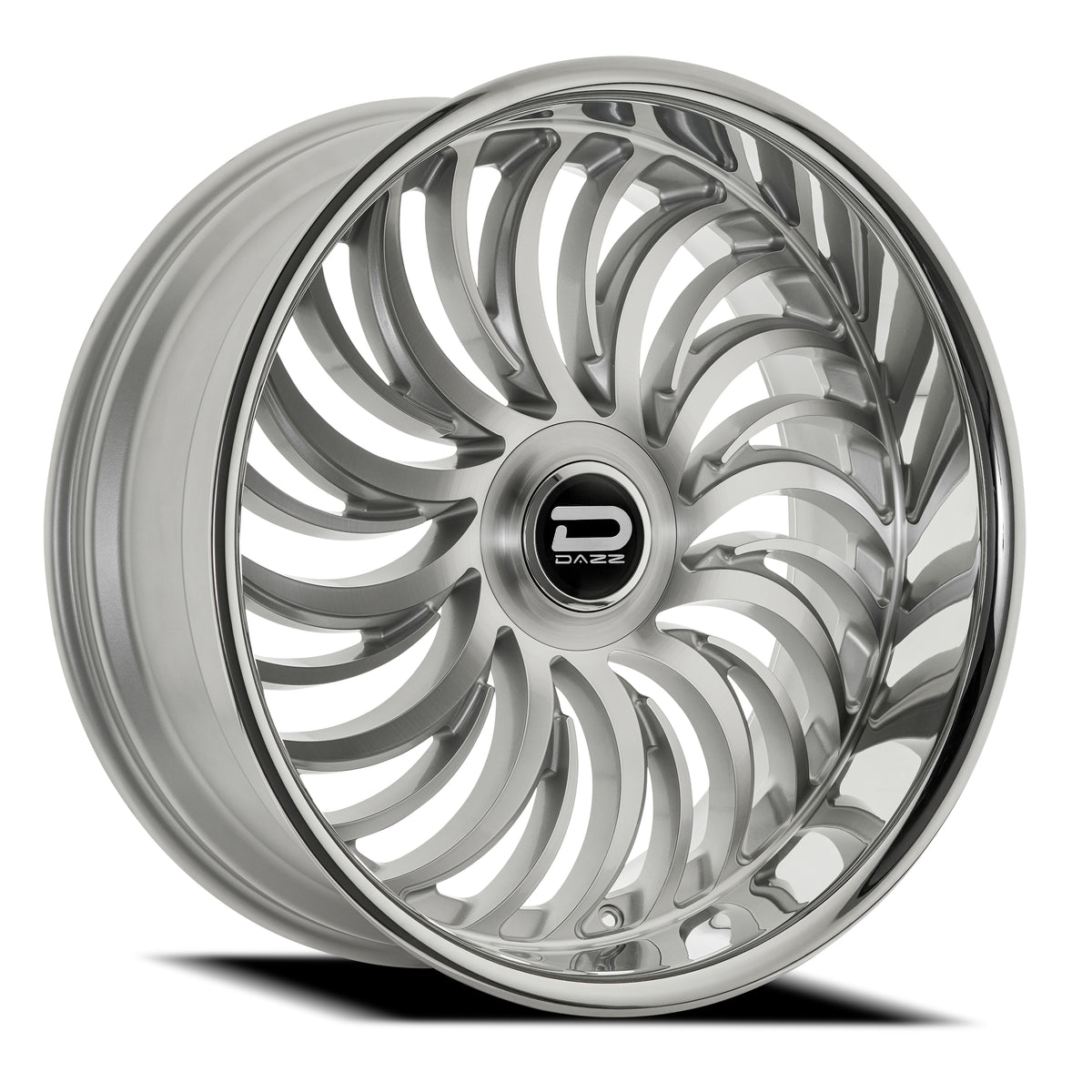 Dazz Heat 24X10 +0 Gloss Silver W/ Brushed / Chrome Stainless Steel Lip