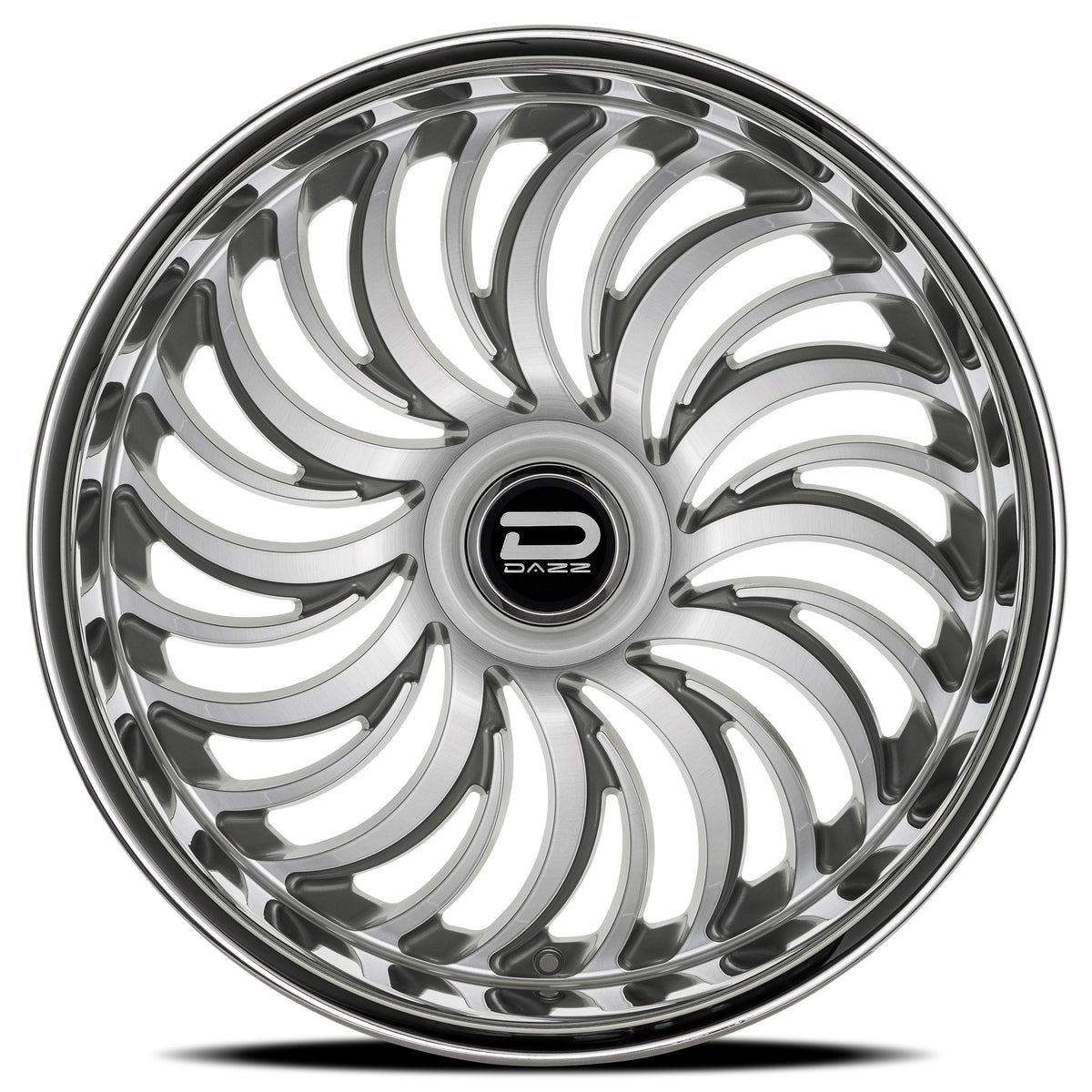 Dazz Heat 24X10 +0 Gloss Silver W/ Brushed / Chrome Stainless Steel Lip