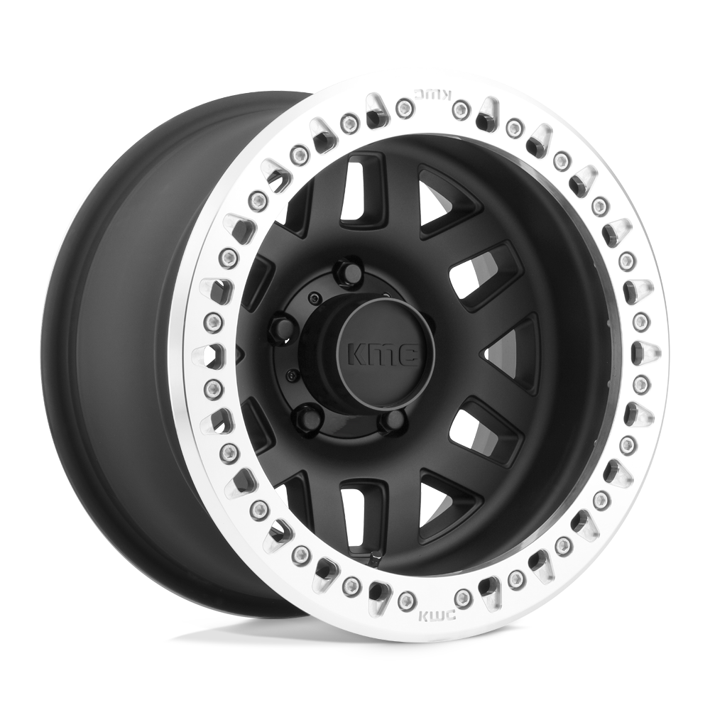 KMC KM229 MACHETE CRAWL BEADLOCK 17x9 +-38 SATIN BLACK W/ MACHINED RING