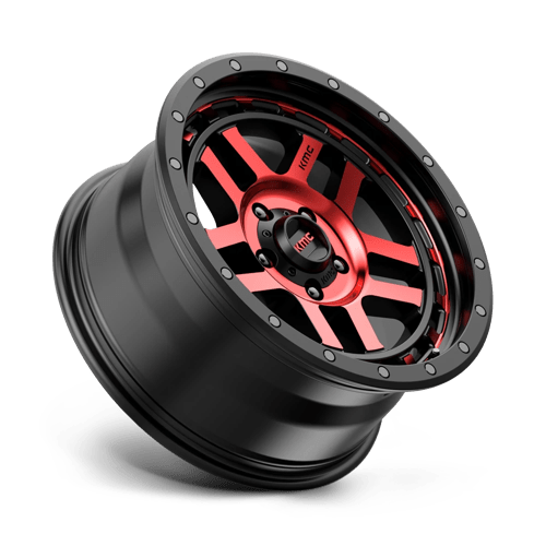 Kmc Km540 Recon 18X8.5 +0 Gloss Black Mach W/ Red Tint