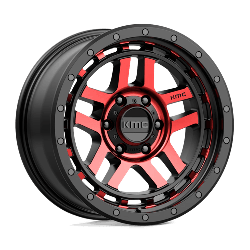 Kmc Km540 Recon 18X8.5 +0 Gloss Black Mach W/ Red Tint