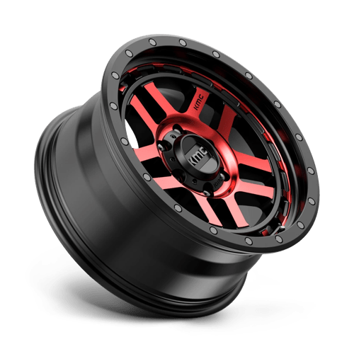 Kmc Km540 Recon 18X8.5 +0 Gloss Black Mach W/ Red Tint