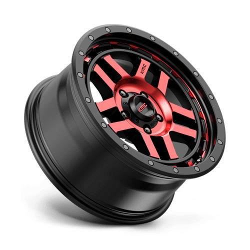 Kmc Km540 Recon 18X8.5 +0 Gloss Black Mach W/ Red Tint