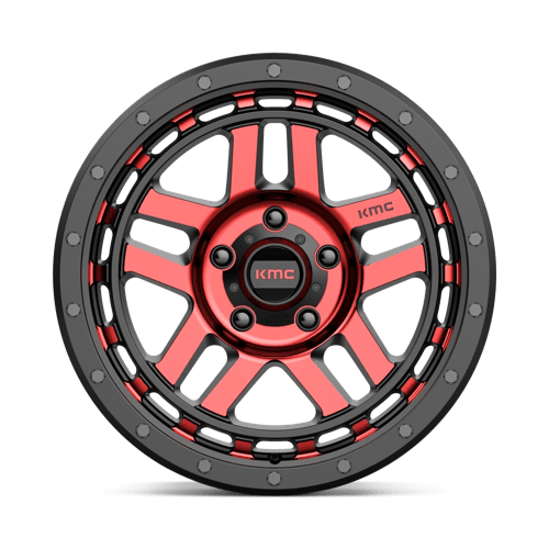 Kmc Km540 Recon 17X8.5 +18 Gloss Black Mach W/ Red Tint