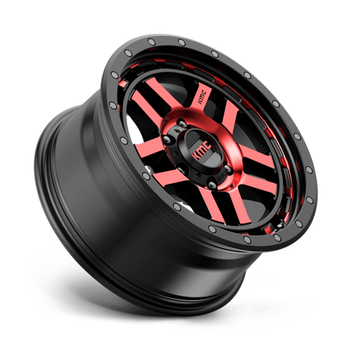 Kmc Km540 Recon 17X9 -12 Gloss Black Mach W/ Red Tint