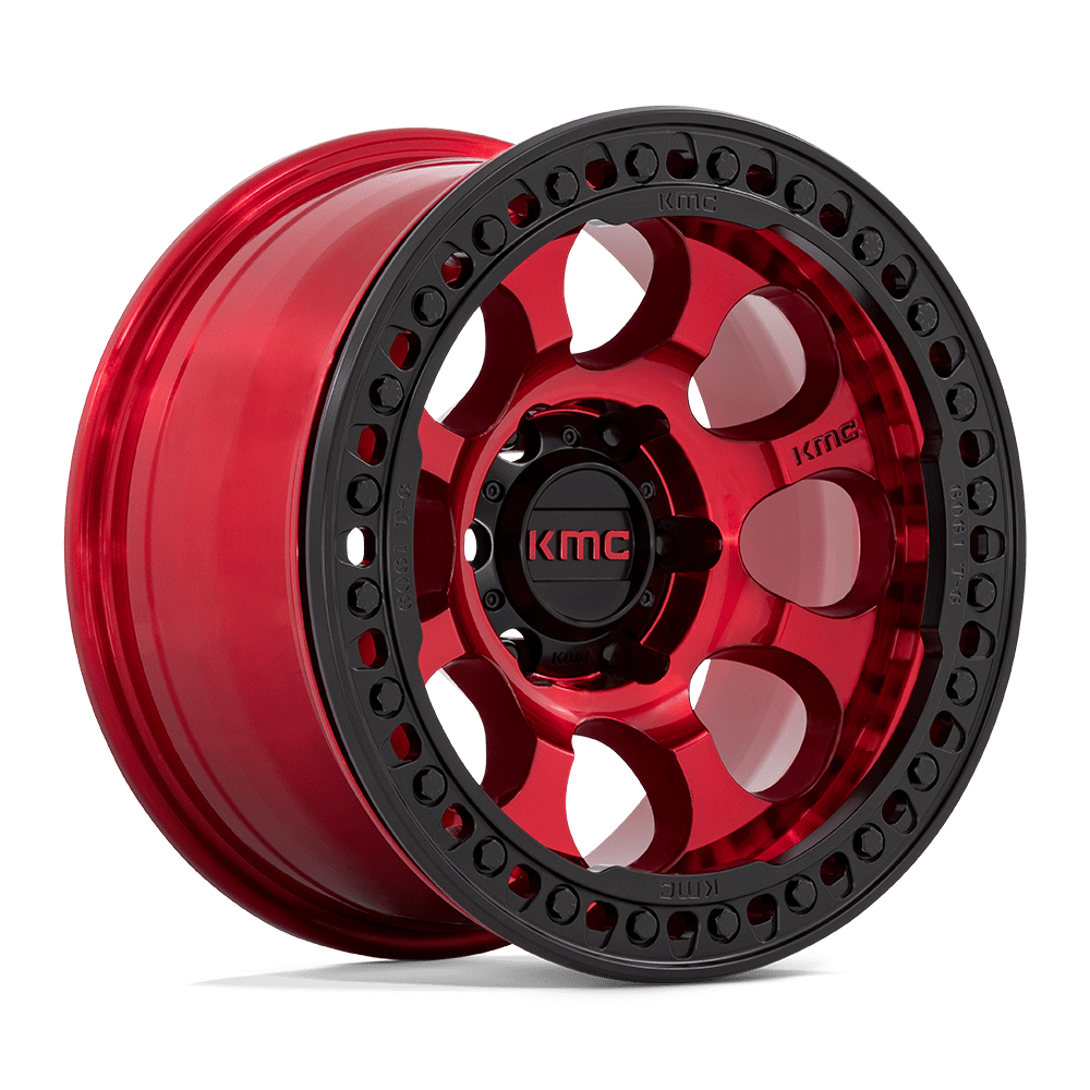 Kmc Km237 Riot Beadlock 17X8.5 +0 Candy Red W/ Satin Black Ring