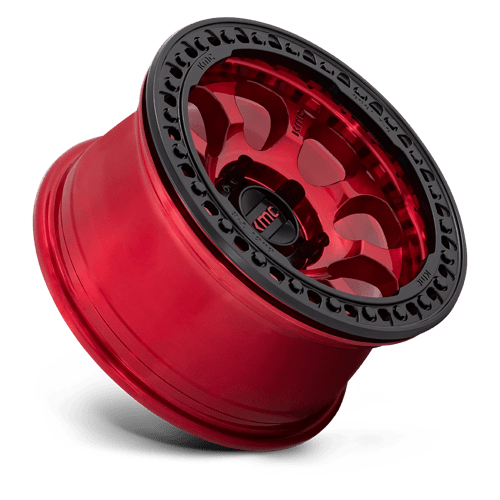 KMC KM237 RIOT BEADLOCK 17x9 +-38 CANDY RED W/ SATIN BLACK RING