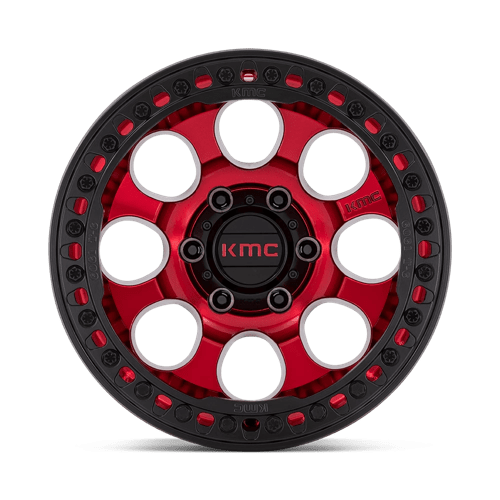 Kmc Km237 Riot Beadlock 17X9 -38 Candy Red W/ Satin Black Ring