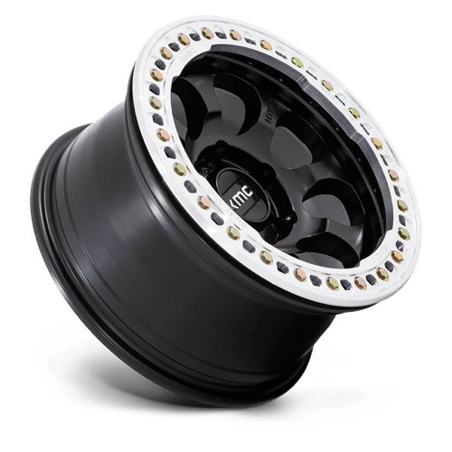 Kmc Km237 Riot Beadlock 17X9 -38 Satin Black W/ Machined Ring