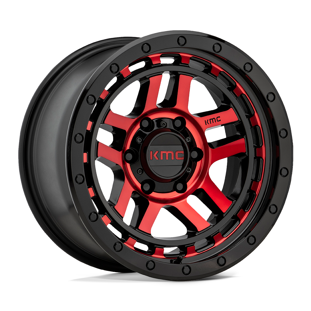 Kmc Km540 Recon 17X9 -12 Gloss Black Mach W/ Red Tint