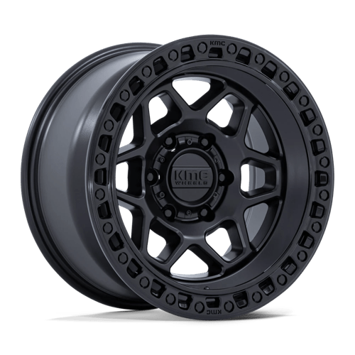 KMC KM553 TORX 17X8.5 +25 MATTE BLACK W/ GLOSS BLACK LIP