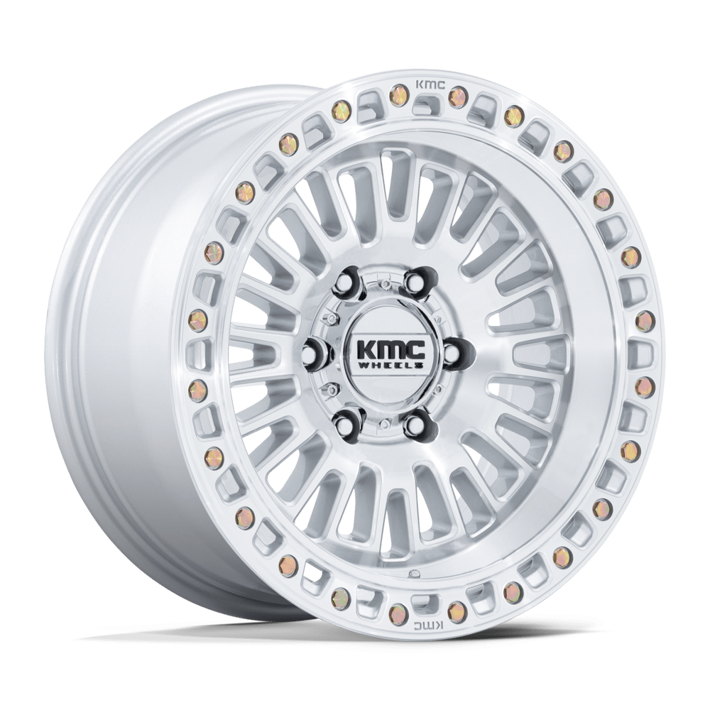 Kmc Km554 Aztec 17X8.5 +0 Gloss Silver W/ Machined Face
