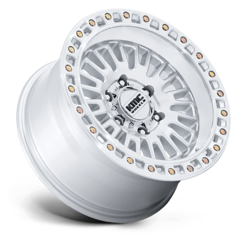 Kmc Km554 Aztec 17X8.5 +25 Gloss Silver W/ Machined Face
