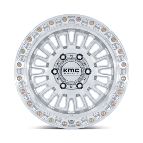 Kmc Km554 Aztec 17X8.5 +25 Gloss Silver W/ Machined Face