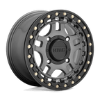 Kmc Powersports Ks240 Recon Utv Beadlock 15X7 +38 Gun Metal W/ Gloss Black Ring
