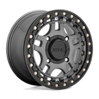 Kmc Powersports Ks240 Recon Utv Beadlock 14X7 +38 Gun Metal W/ Gloss Black Ring