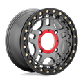 Kmc Powersports Ks240 Recon Utv Beadlock 15X7 +38 Gun Metal W/ Gloss Black Ring