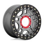 Kmc Powersports Ks240 Recon Utv Beadlock 15X7 +38 Gun Metal W/ Gloss Black Ring
