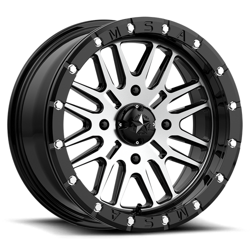 Msa Offroad Wheels M37 Brute Utv Beadlock 18X7 +10 Gloss Black Machined