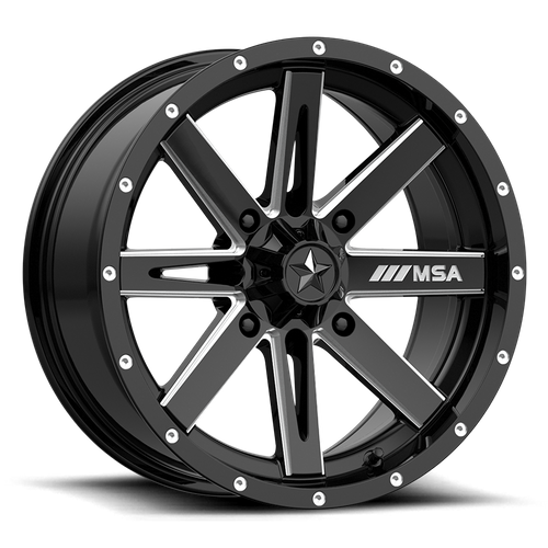 Msa Offroad Wheels M41 Boxer Utv 18X7 +10 Gloss Black Milled