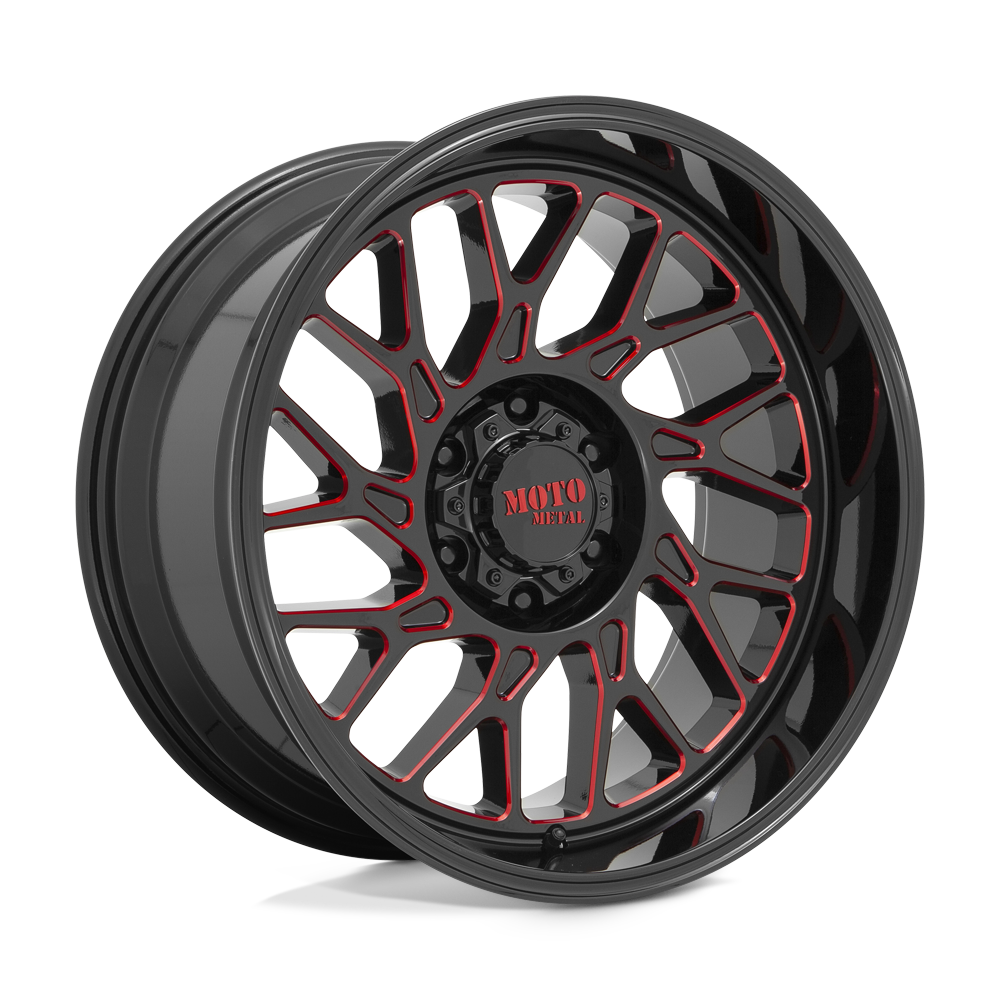 Moto Metal Mo805 20X10 -18 Gloss Black Milled W/ Red Tint