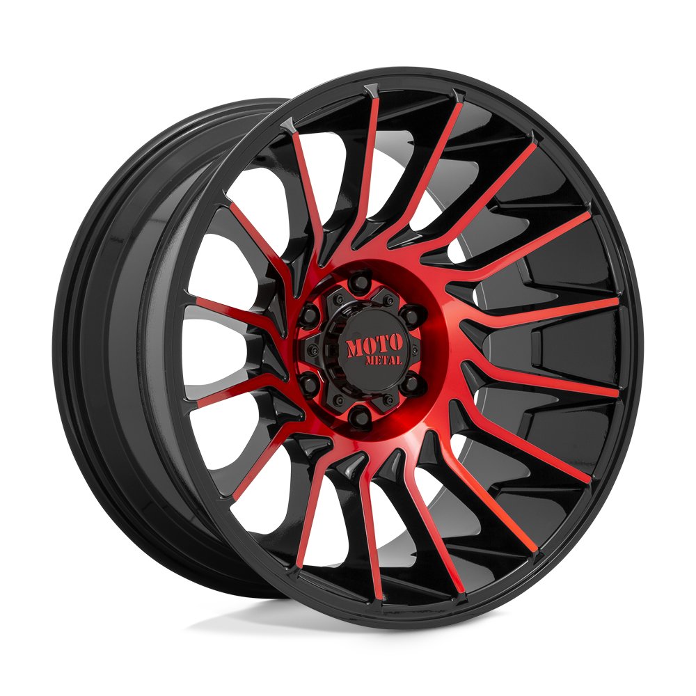 Moto Metal Mo807 22X12 -44 Gloss Black Mach W/ Red Tint