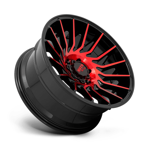 Moto Metal Mo807 22X12 -44 Gloss Black Mach W/ Red Tint
