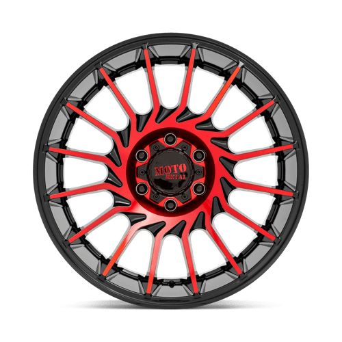Moto Metal Mo807 22X12 -44 Gloss Black Mach W/ Red Tint
