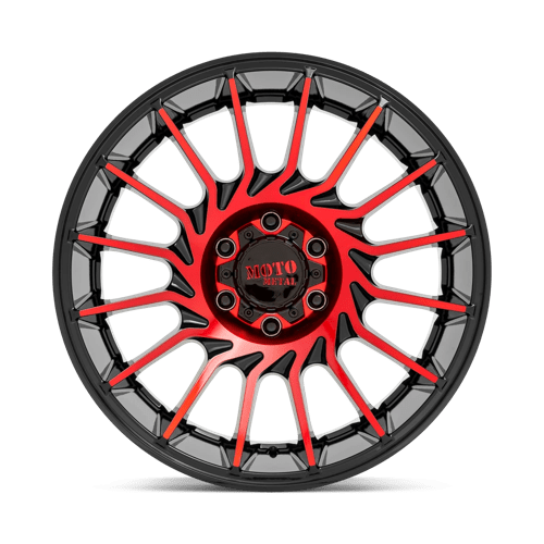 Moto Metal Mo807 22X12 -44 Gloss Black Mach W/ Red Tint