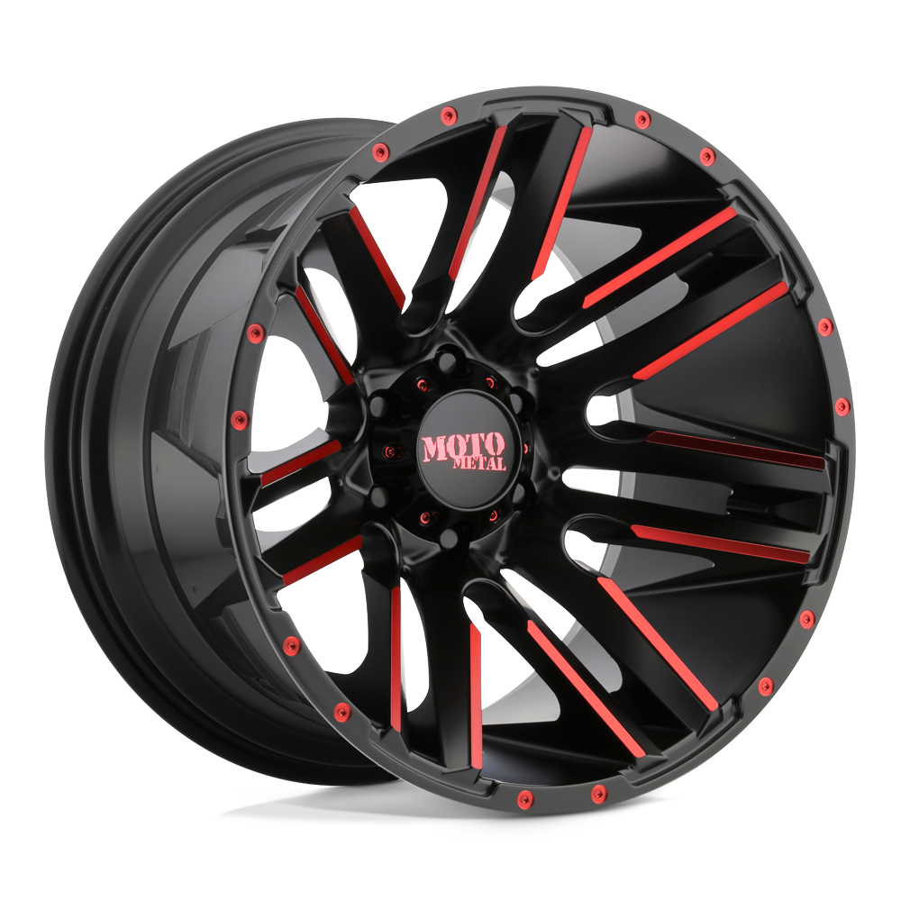 Moto Metal Mo978 Razor 20X9 +18 Satin Black Mach W/ Red Cc