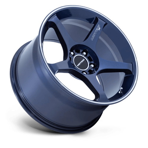 Motegi Mr159 Battle V 17X8.5 +35 Obsidian Blue Mach Lip Stripe