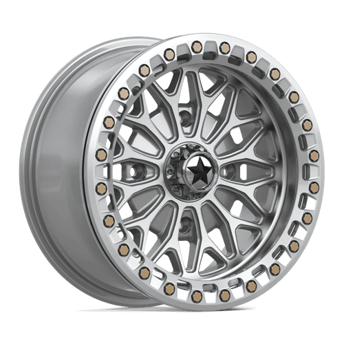 Msa Offroad Wheels Ma53 Bolo Utv Beadlock 15X7 +10 Gloss Silver W/ Machined Face