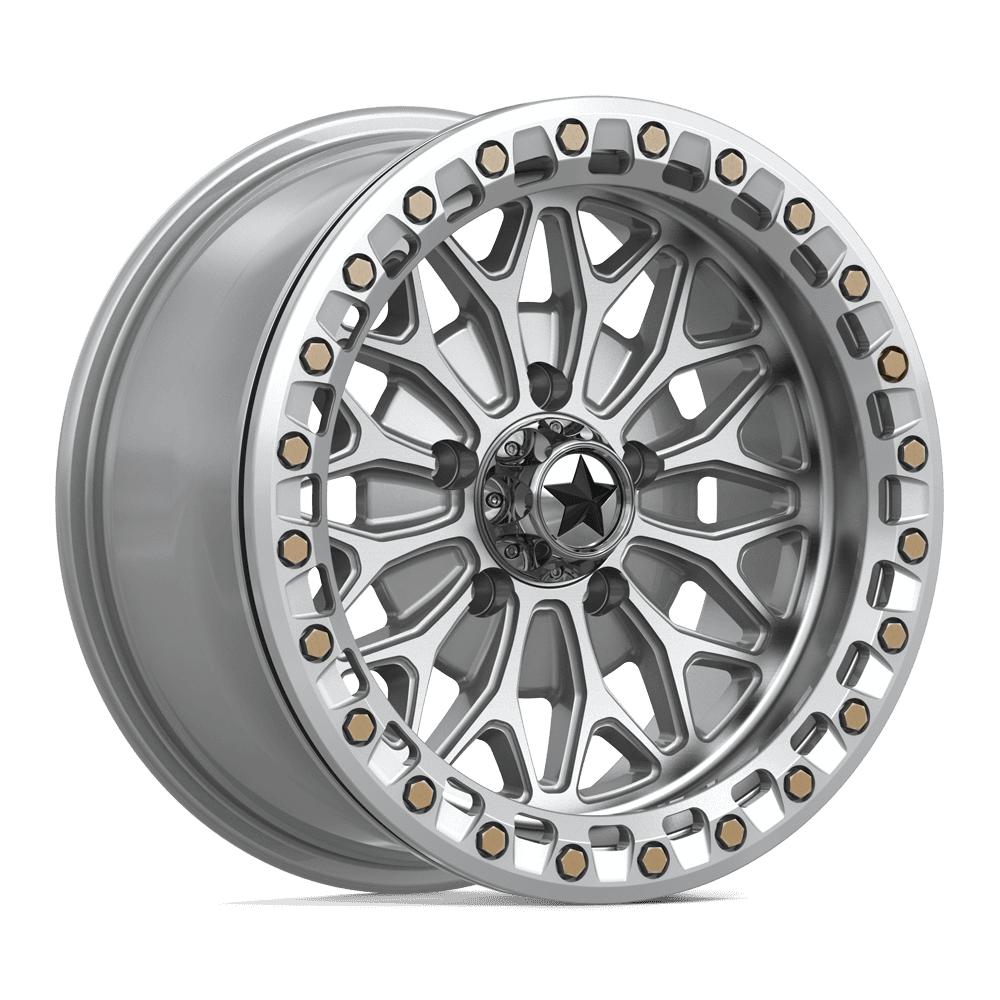 Msa Offroad Wheels Ma53 Bolo Utv Beadlock 15X7 +38 Gloss Silver W/ Machined Face