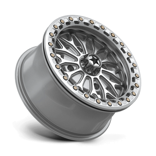 Msa Offroad Wheels Ma53 Bolo Utv Beadlock 15X7 +38 Gloss Silver W/ Machined Face