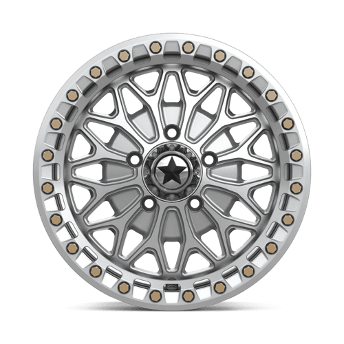 Msa Offroad Wheels Ma53 Bolo Utv Beadlock 15X7 +38 Gloss Silver W/ Machined Face